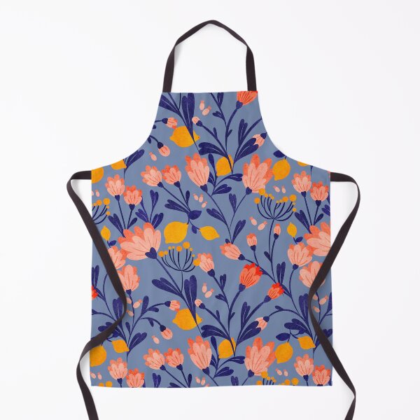 Item preview, Whimsical Wildflowers and Lemons in Soothing Blue Background designed and sold by bataljart.