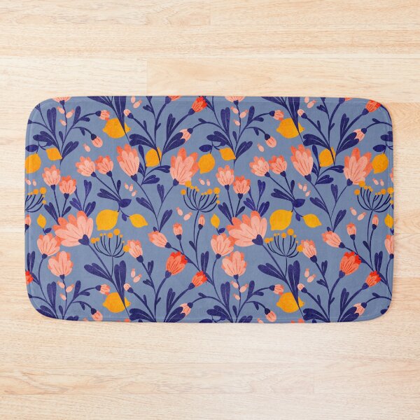 Item preview, Whimsical Wildflowers and Lemons in Soothing Blue Background designed and sold by bataljart.