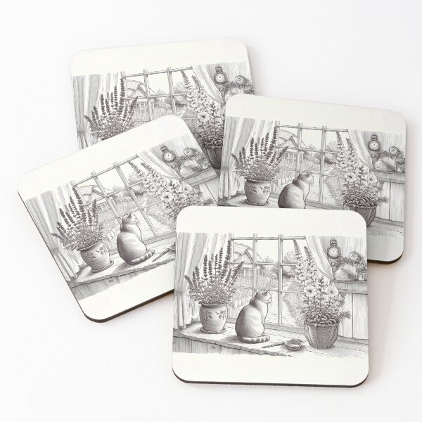 Item preview, Windowsill Whimsy: Cottage Cat & Herb Garden designed and sold by The Digital Compass.