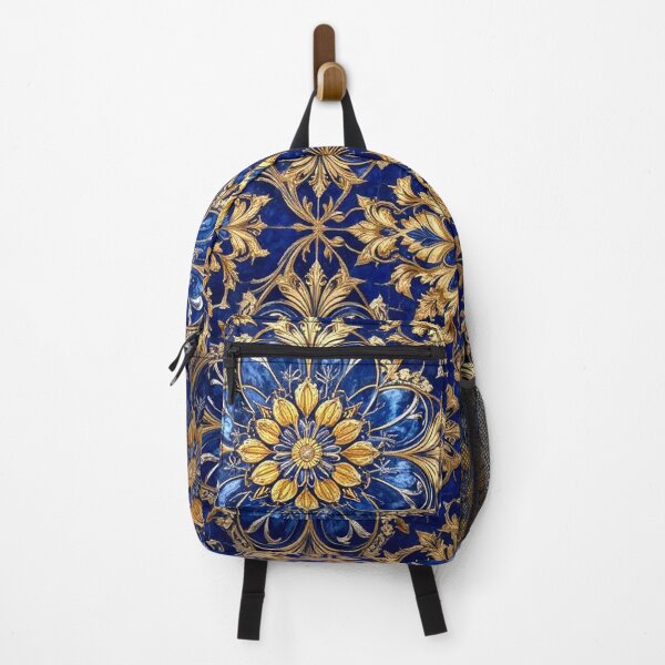 Item preview, Ornate Blue and Gold Floral Tiled Pattern Design designed and sold by semenol.