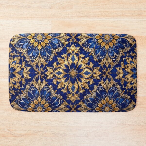 Item preview, Ornate Blue and Gold Floral Tiled Pattern Design designed and sold by semenol.