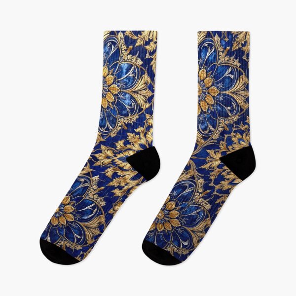 Item preview, Ornate Blue and Gold Floral Tiled Pattern Design designed and sold by semenol.