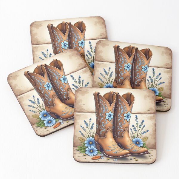 Item preview, Western Boots Blue designed and sold by TheEmptyBottleStudio.