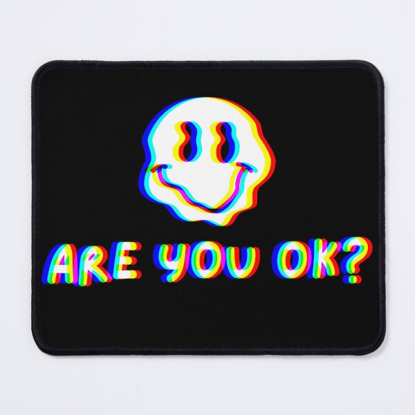 Item preview, Are You Ok?" Glitch, Trippy, Vaporwave Smiley Face designed and sold by IvayloUzunov.