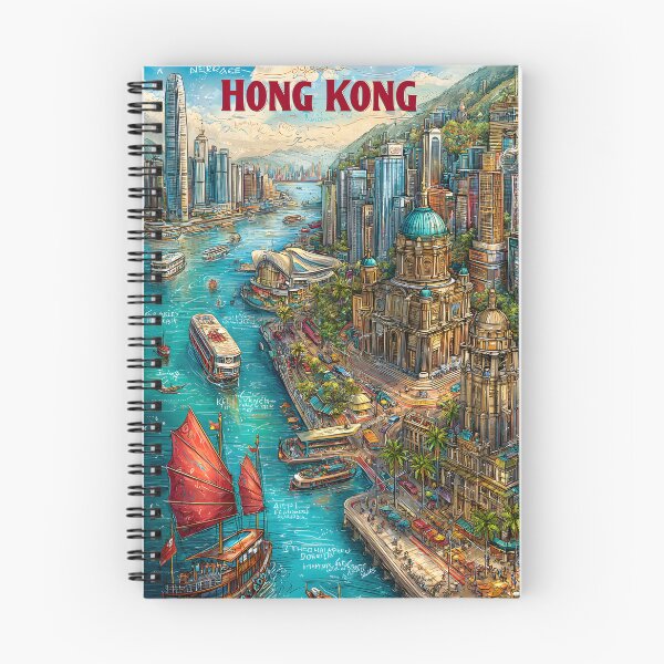 Item preview, Illustrated Map of Hong Kong Cityscape with Cultural Elements designed and sold by Artessie.