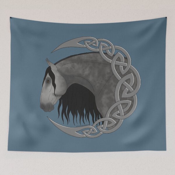 Item preview, Celtic Moon with Gray Horse designed and sold by DappledMoon.