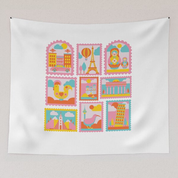 Item preview, Colorful World Travel Stamps | Cute Landmark Art for Globetrotters designed and sold by dijjaboutique.