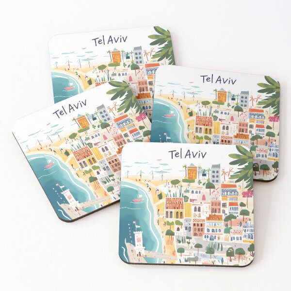 Item preview, llustrated Map of  Tel Aviv’s beach and city designed and sold by Artessie.