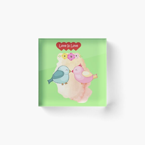 Item preview,  Romantic Lovebirds Kissing with “Love Is Love” Quote Illustration designed and sold by ToscaniArt.