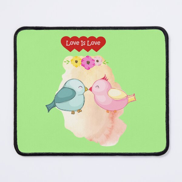 Item preview,  Romantic Lovebirds Kissing with “Love Is Love” Quote Illustration designed and sold by ToscaniArt.