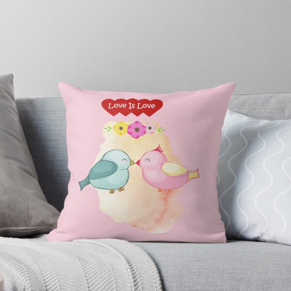 Item preview,  Romantic Lovebirds Kissing with “Love Is Love” Quote Illustration designed and sold by ToscaniArt.