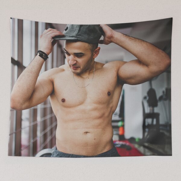 Item preview, Shirtless Muscular Sexy Man Wearing a Hat designed and sold by Atlas Kai.