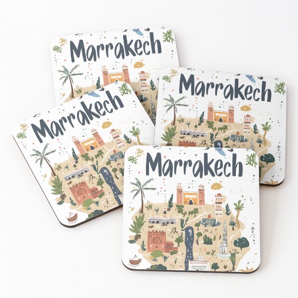 Item preview, Illustrative Map of Marrakech with Landmarks and Nature designed and sold by Artessie.