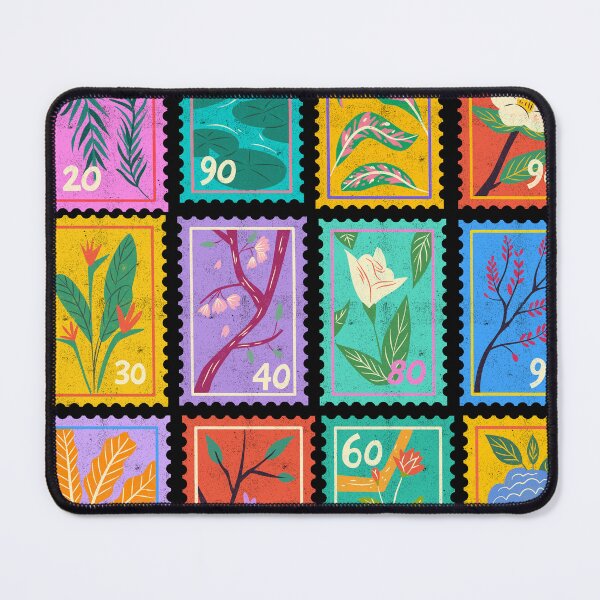 Item preview, Floral Postage Stamp Art | Botanical Illustration Collection in Bold Colors designed and sold by dijjaboutique.