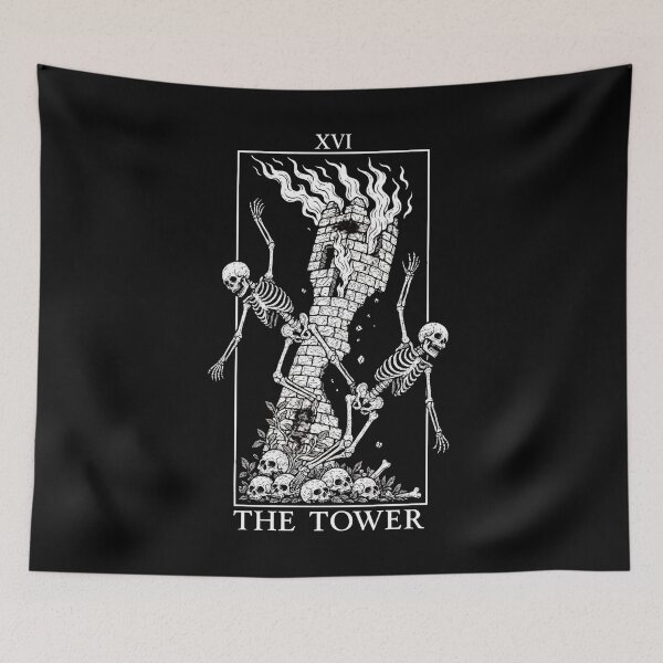 Item preview, The Tower - Major Arcana - Skeleton Tarot Cards designed and sold by Boriken Brujas.