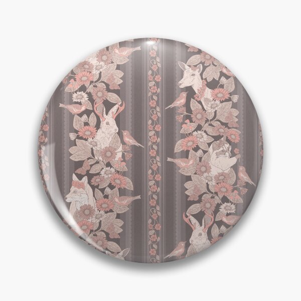 Item preview, Peach Woodland Animals & Floral Stripe w/ Jackalopes & Forest Creatures designed and sold by somecallmebeth.