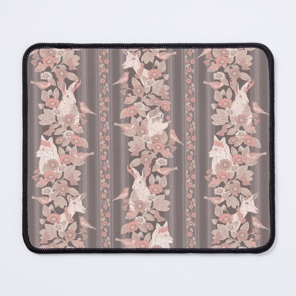 Item preview, Peach Woodland Animals & Floral Stripe w/ Jackalopes & Forest Creatures designed and sold by somecallmebeth.