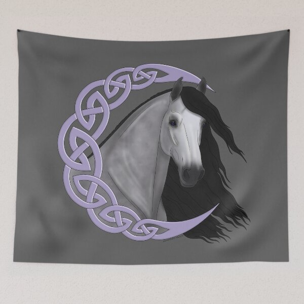 Item preview, Celtic Moon with Gray Horse designed and sold by DappledMoon.