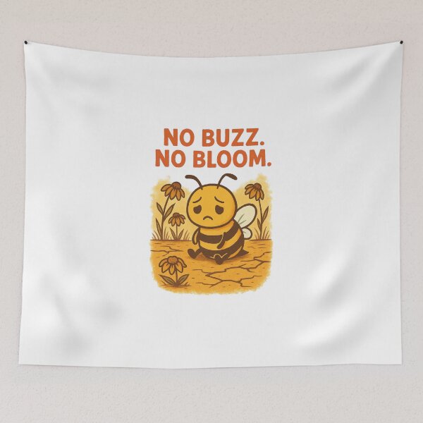 Item preview, No Buzz, No Bloom – Emotional Bee and Dying Flowers Design designed and sold by Lacritsa .