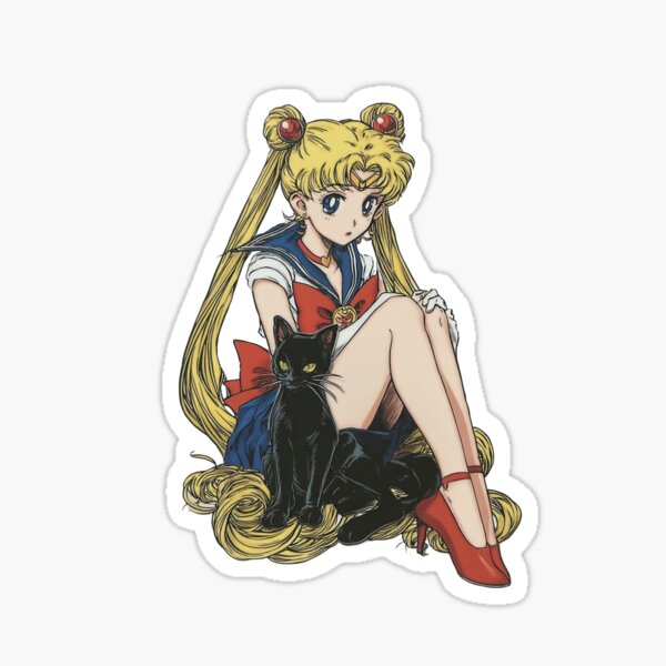 Item preview, Sailor Moon Sitting Gracefully with Luna designed and sold by pastel.moonwave.