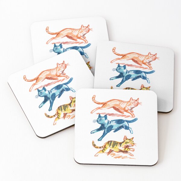Item preview, Three Colorful Crayon Cats in Motion designed and sold by pastel.moonwave.