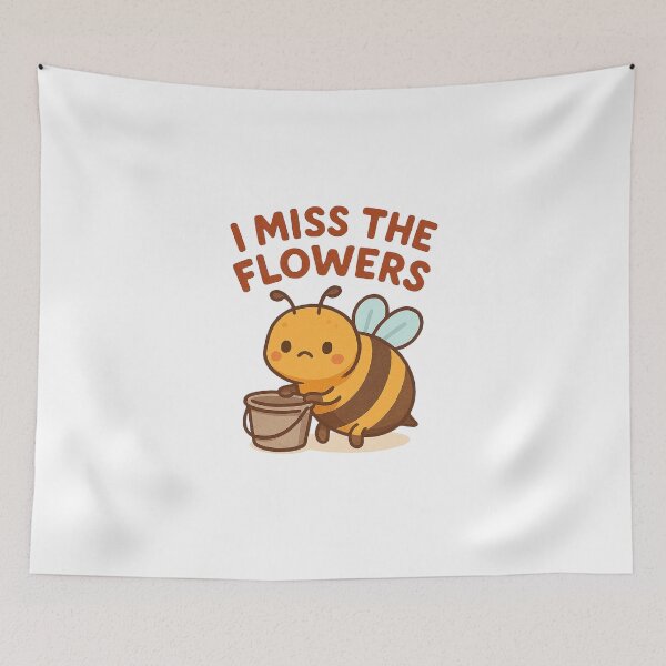 Item preview, I Miss the Flowers – Sad Bee and Environmental Message Illustration designed and sold by Lacritsa .