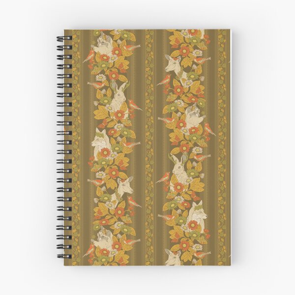 Item preview, Autumn Woodland Animals & Floral Stripe w/ Jackalopes & Forest Creatures designed and sold by somecallmebeth.