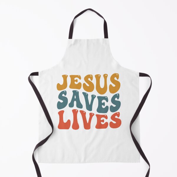 Artikelvorschau, Jesus rettet Leben Retro-Stil gelb blau rot entworfen und verkauft von Christian Apparel, Decor and More.