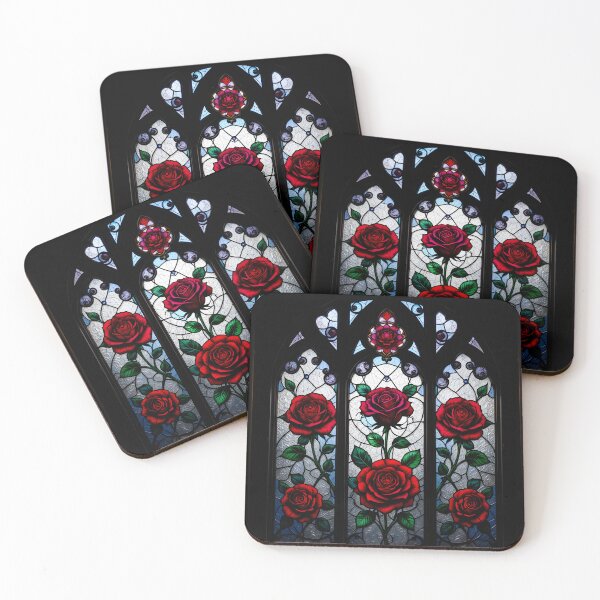 Artikelvorschau, Gotische Buntglasrosen – Dunkle florale Eleganz entworfen und verkauft von JiffyGirls.