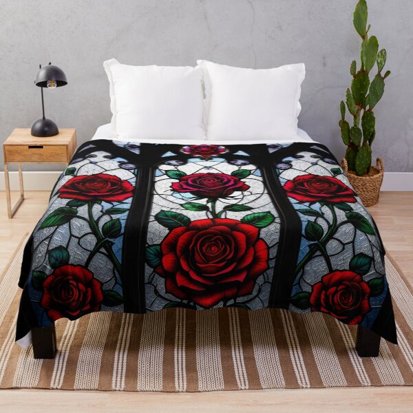 Item preview, Gothic Stained Glass Roses – Dark Floral Elegance designed and sold by JiffyGirls.