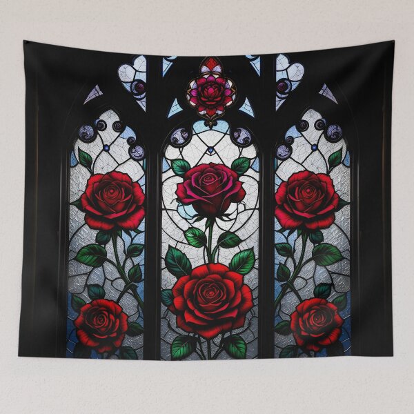 Item preview, Gothic Stained Glass Roses – Dark Floral Elegance designed and sold by JiffyGirls.