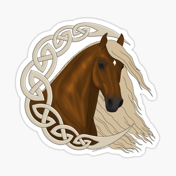 Item preview, Lune celtique avec cheval alezan designed and sold by DappledMoon.