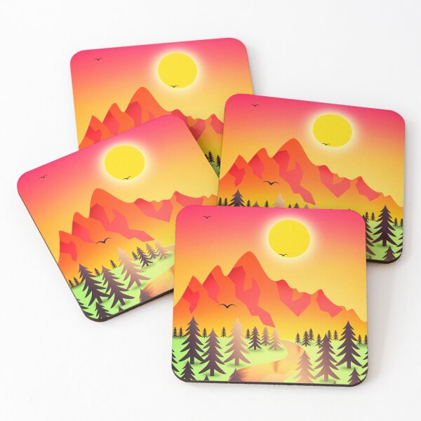 Item preview, Sunrise Over Pines – Vibrant Digital Landscape Artwork designed and sold by PhayuDesign.