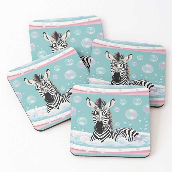 Item preview, Baby Zebra Taking A Bubble Bath In A Pink Tub With Floating Bubbles designed and sold by CarrollGene.