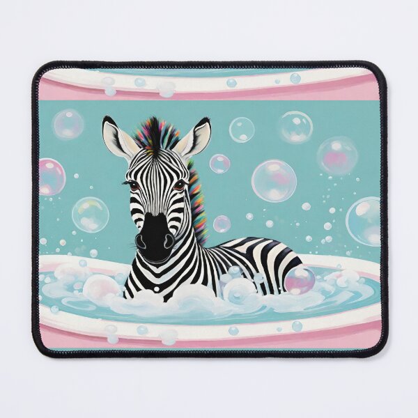 Item preview, Baby Zebra Taking A Bubble Bath In A Pink Tub With Floating Bubbles designed and sold by CarrollGene.