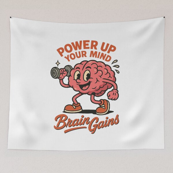 Item preview, Brainy Buff – Vibrant Cartoon Gym Brain designed and sold by HoopeStylee.