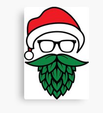 Hipster Santa with Hops Beard for Beer Lovers Canvas Print