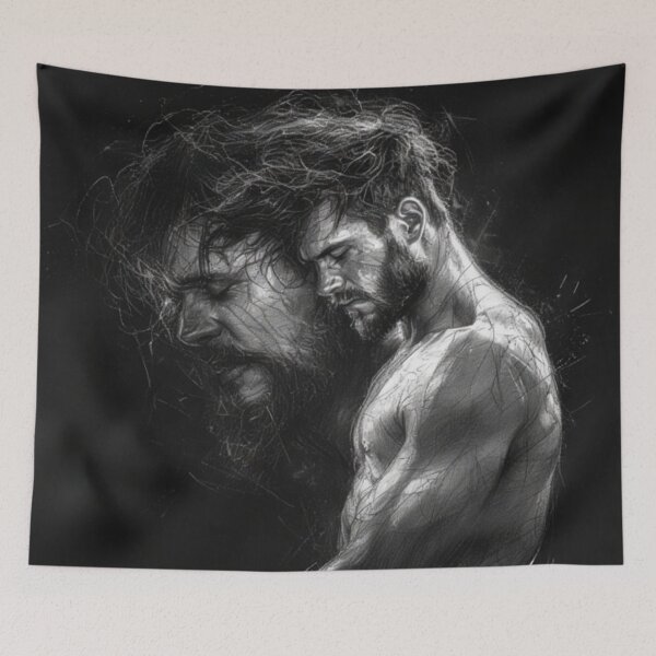 Item preview, Dark Knight of the Soul - Brooding Masculine Sketch designed and sold by DEZZYDCREATES.