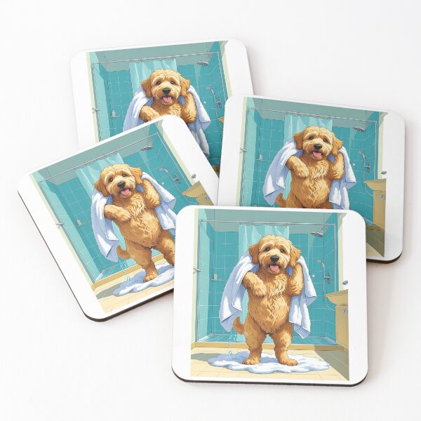Item preview, Funny Goldendoodle Toweling Off – Cute Shower Dog Cartoon Design designed and sold by Fredster1966.
