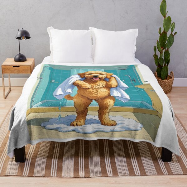Item preview, Funny Goldendoodle Toweling Off – Cute Shower Dog Cartoon Design designed and sold by Fredster1966.