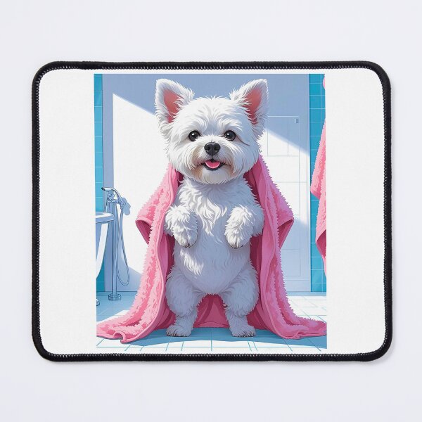 Item preview, Funny West Highland Terrier Shower Time – Cute Cartoon Westie Towel Dog Design designed and sold by Fredster1966.