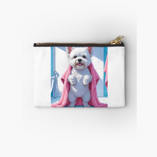 Item preview, Funny West Highland Terrier Shower Time – Cute Cartoon Westie Towel Dog Design designed and sold by Fredster1966.
