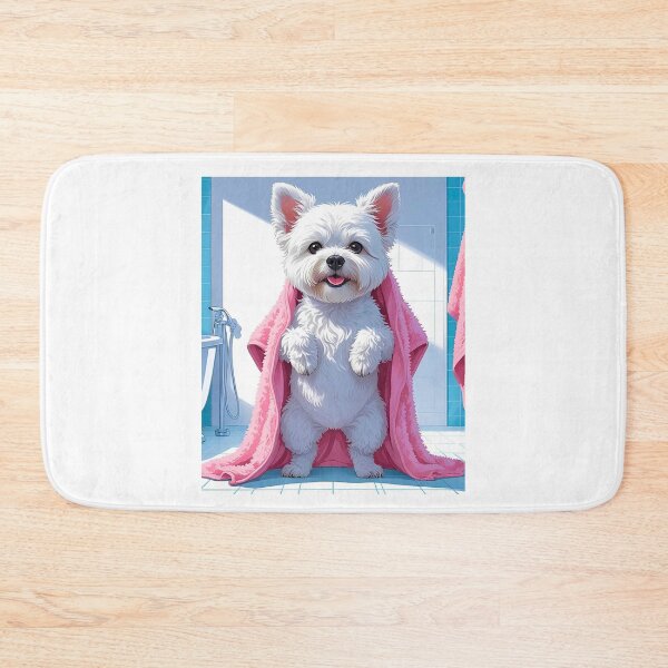 Item preview, Funny West Highland Terrier Shower Time – Cute Cartoon Westie Towel Dog Design designed and sold by Fredster1966.