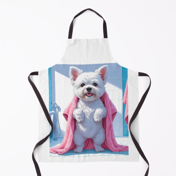 Item preview, Funny West Highland Terrier Shower Time – Cute Cartoon Westie Towel Dog Design designed and sold by Fredster1966.