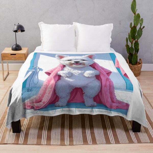 Item preview, Funny West Highland Terrier Shower Time – Cute Cartoon Westie Towel Dog Design designed and sold by Fredster1966.