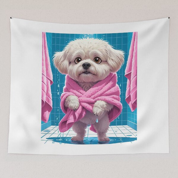 Item preview, Funny Bichon Frise After Shower – Cute Cartoon Dog Humor for Pet Lovers designed and sold by Fredster1966.