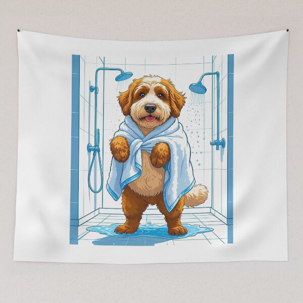 Item preview, Funny Bernedoodle Toweling Off – Cute Dog Shower Cartoon for Bernedoodle Lovers designed and sold by Fredster1966.