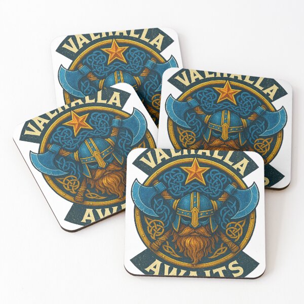 Item preview, Viking Shield with Crossed Axes and “Valhalla Awaits” – Epic Norse Design designed and sold by LegendArtStudio.