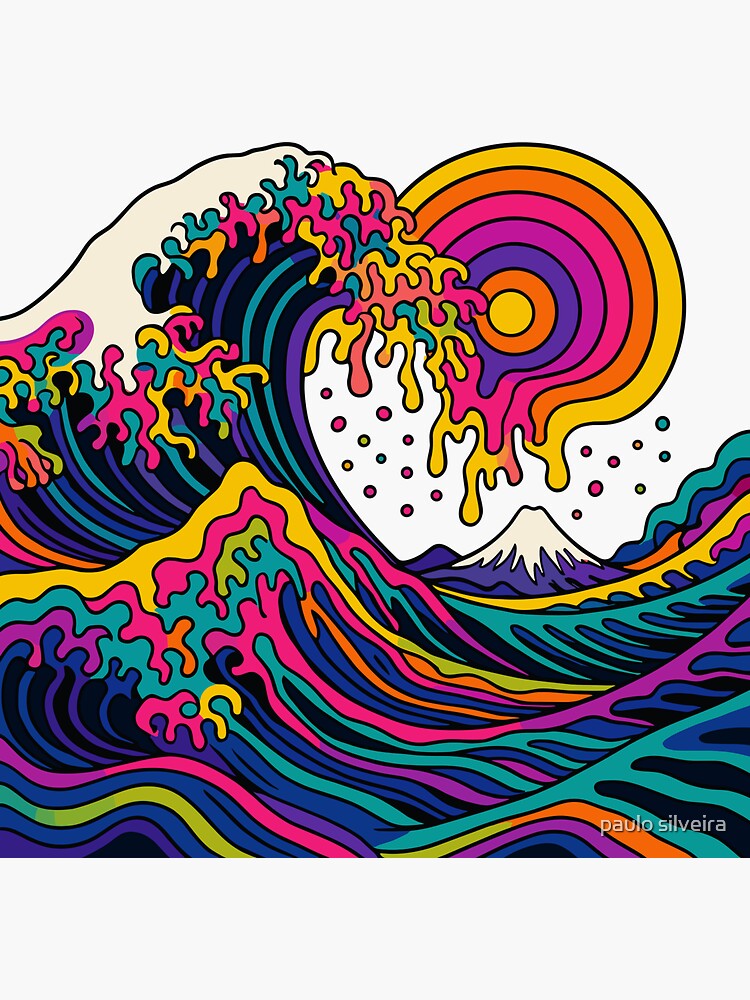Psychedelic Great Wave – Surreal Japanese Art 