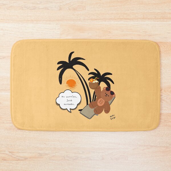 Item preview, No Worries, Just Sunsets – Sunset Chill Bear ( Yellow Background ) designed and sold by mintmono-studio.